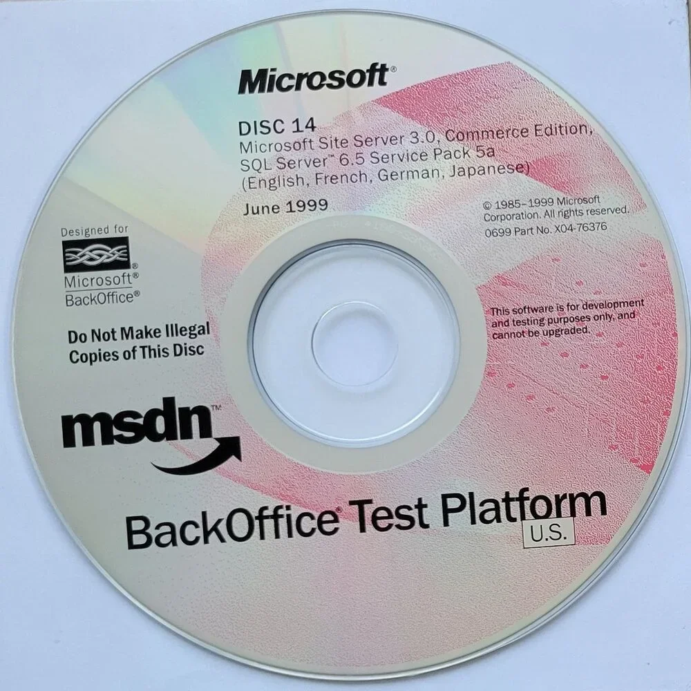 Vintage - Microsoft Site Server 3 Commerce Edition & SQL Server 6.5 SP 5a, 1999